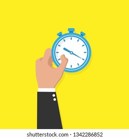 Hand with stopwatch concept. Vector illustration.