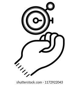 Hand with stopwatch icon