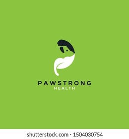 hand strong with dog or paw on the negative space and leaf idea logo design. vector icon with eps10. unique illustration inspiration logos. elegant and triple meaning style.