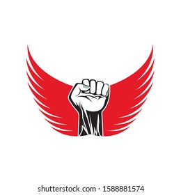 hand strong vector logo, badge, emblem, symbol and icon template design
