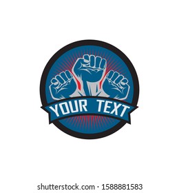 hand strong vector logo, badge, emblem, symbol and icon template design
