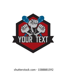 hand strong vector logo, badge, emblem, symbol and icon template design

