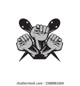 hand strong vector logo, badge, emblem, symbol and icon template design
