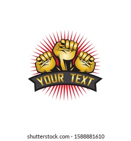 hand strong vector logo, badge, emblem, symbol and icon template design
