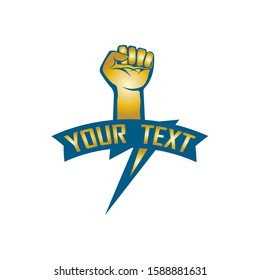 hand strong vector logo, badge, emblem, symbol and icon template design
