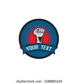 hand strong vector logo, badge, emblem, symbol and icon template design
