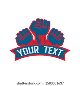 hand strong vector logo, badge, emblem, symbol and icon template design
