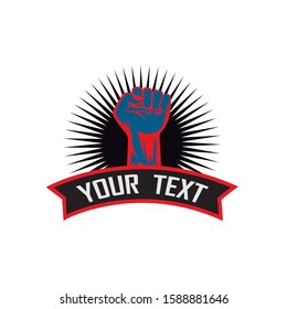 hand strong vector logo, badge, emblem, symbol and icon template design
