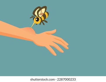 
Hand Stung by a Bee Having an Allergic Reaction Vector Illustration. Senior professor explaining protective measures for school reopening
