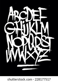 Hand Style Graffiti Font Alphabet. Vector