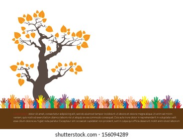 Hand  style save the Earth tree idea. (environment concept)