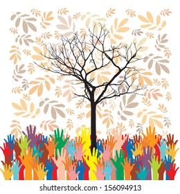 Hand  style save the Earth tree idea. (environment concept)