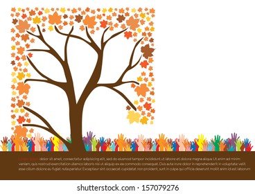 Hand  style save the Earth tree idea. (environment concept)