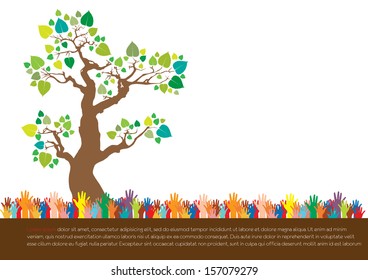 Hand  style save the Earth tree idea. (environment concept)