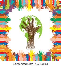 Hand  style save the Earth tree idea. (environment concept)