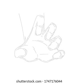 hand style wants to squeeze something. hand sign. hand drawn illustration, vector illustation