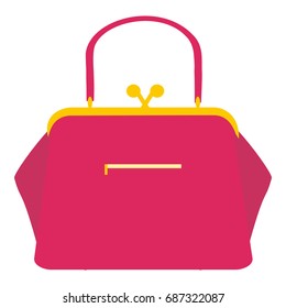 Hand stylish glamour bags. Pink colored womans bags, for lady. Colorful female modern bag icon. Vector illustration EPS10