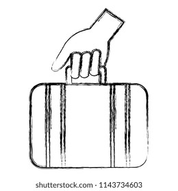 hand with suitcase travel