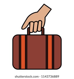 hand with suitcase travel