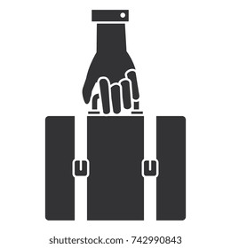 hand with suitcase travel