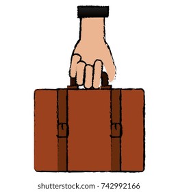 hand with suitcase travel