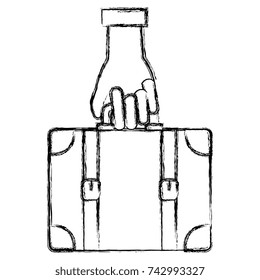 hand with suitcase travel
