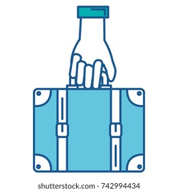 hand with suitcase travel