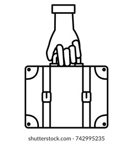hand with suitcase travel