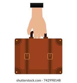 hand with suitcase travel