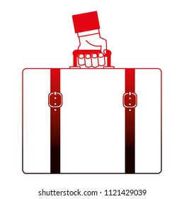 hand with suitcase travel tourism icon