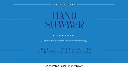 Hand Summer Abstract Fashion font alphabet. Typography typeface uppercase lowercase and number. vector illustrations.