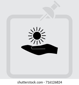 Hand and sun icon, sunshine vector illustration