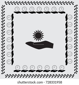 Hand and sun icon, sunshine vector illustration