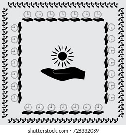 Hand and sun icon, sunshine vector illustration