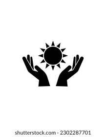 hand with sun icon, vector best flat icon.