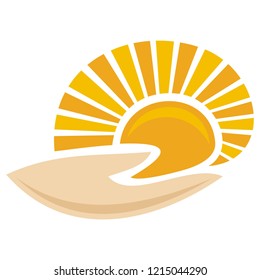 Hand and sun. Vector illustration
