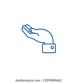 Hand support line icon concept. Hand support flat  vector symbol, sign, outline illustration.