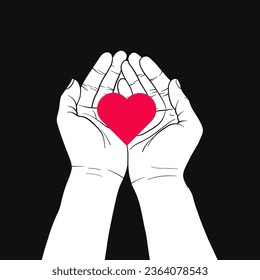 Hand supporting heart icon flat design vector illustration