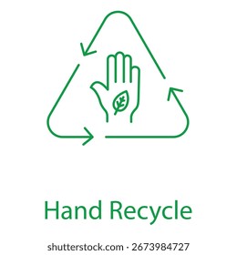 Mano que apoya el diseño del icono de la Ilustración vectorial del símbolo del reciclaje para la vida verde