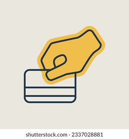 Hand swipe credit card during purchase outline icon. Business sign. Graph symbol for your web site design, logo, app, UI. Vector illustration, EPS10.
