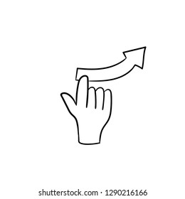 hand swipe gesture doodle icon vector 
