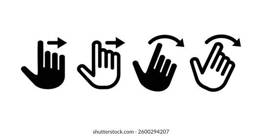 Hand Swipe Gestures Icons Set Vector Design Illustration On White Background
