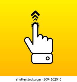 Hand Swipe icon. Up arrow button symbol. Social media scrolling. Vector Illustration.