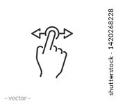 hand swipe icon, horizontal scroll, line symbol set on white background - editable stroke vector illustration eps10