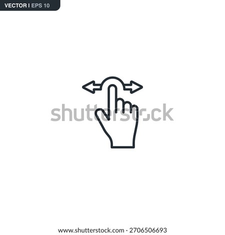 Hand swipe, linear style sign for mobile concept and web design. Symbol, logo illustration. Pixel perfect vector graphics