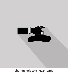 Hand Swiping A Credit Card - Isolated On Gray Background - Vector Illustration,Graphic Design. Business Concept   
