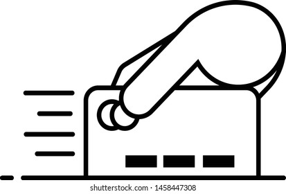 a hand swiping credit card simple black and white icon vector illustration