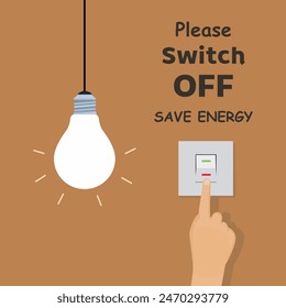 Hand switch off light for energy saving concept