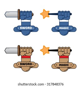 hand sword magic wand symbol of magic