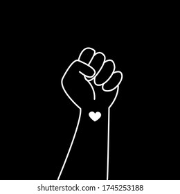 Símbolo de mano para las vidas negras importa la protesta en EEUU para detener la violencia hacia los negros. Lucha por los derechos humanos de los negros en Estados Unidos. vector de estilo plano